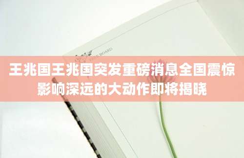 王兆国王兆国突发重磅消息全国震惊影响深远的大动作即将揭晓