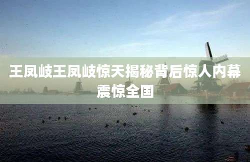 王凤岐王凤岐惊天揭秘背后惊人内幕震惊全国