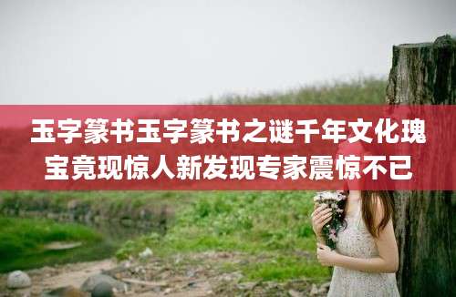 玉字篆书玉字篆书之谜千年文化瑰宝竟现惊人新发现专家震惊不已