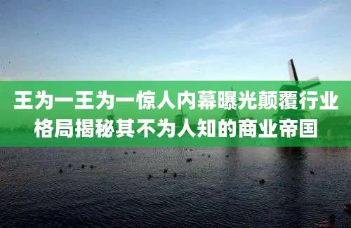 王为一王为一惊人内幕曝光颠覆行业格局揭秘其不为人知的商业帝国