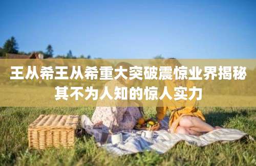 王从希王从希重大突破震惊业界揭秘其不为人知的惊人实力