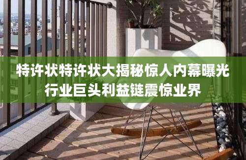 特许状特许状大揭秘惊人内幕曝光行业巨头利益链震惊业界