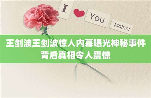 王剑波王剑波惊人内幕曝光神秘事件背后真相令人震惊
