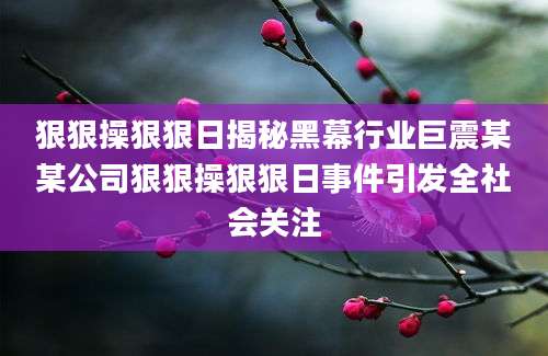 狠狠操狠狠日揭秘黑幕行业巨震某某公司狠狠操狠狠日事件引发全社会关注