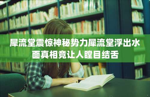 犀流堂震惊神秘势力犀流堂浮出水面真相竟让人瞠目结舌