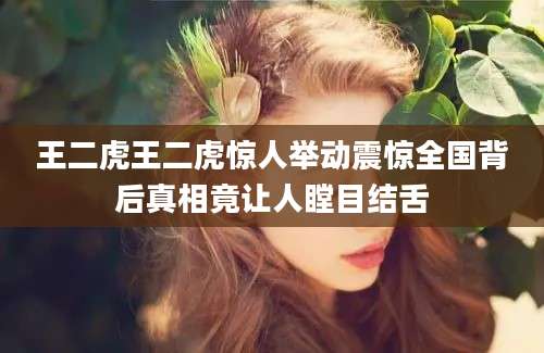 王二虎王二虎惊人举动震惊全国背后真相竟让人瞠目结舌
