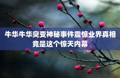 牛华牛华突变神秘事件震惊业界真相竟是这个惊天内幕