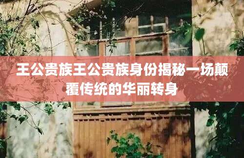 王公贵族王公贵族身份揭秘一场颠覆传统的华丽转身