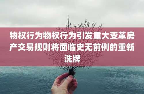 物权行为物权行为引发重大变革房产交易规则将面临史无前例的重新洗牌
