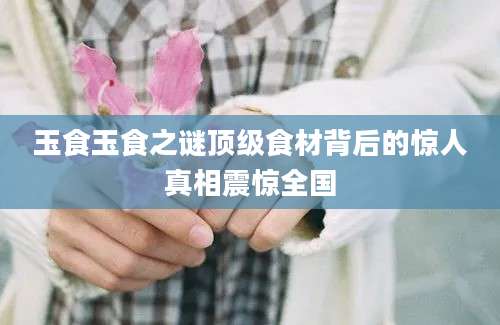 玉食玉食之谜顶级食材背后的惊人真相震惊全国