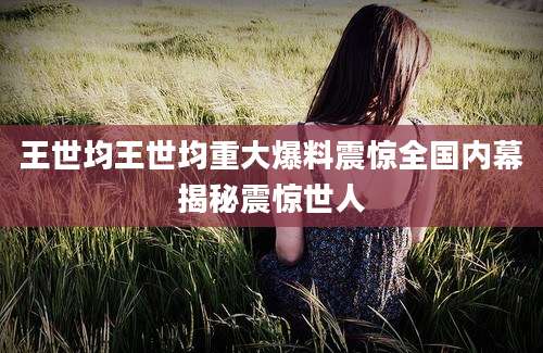 王世均王世均重大爆料震惊全国内幕揭秘震惊世人