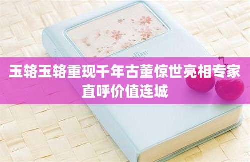 玉辂玉辂重现千年古董惊世亮相专家直呼价值连城