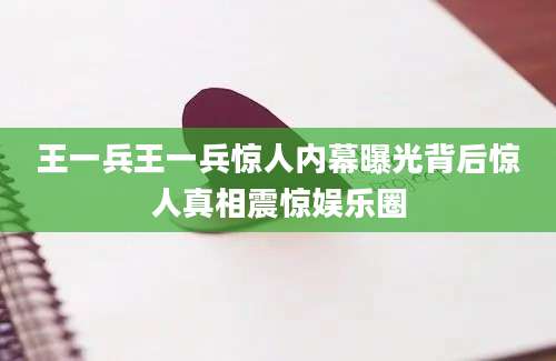 王一兵王一兵惊人内幕曝光背后惊人真相震惊娱乐圈