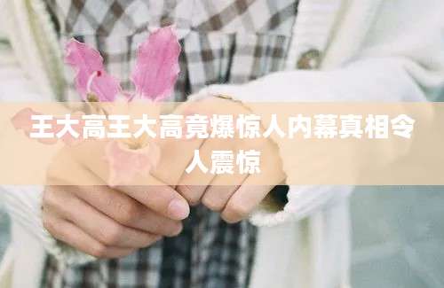 王大高王大高竟爆惊人内幕真相令人震惊