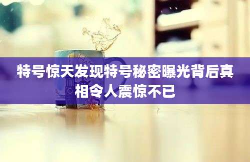 特号惊天发现特号秘密曝光背后真相令人震惊不已