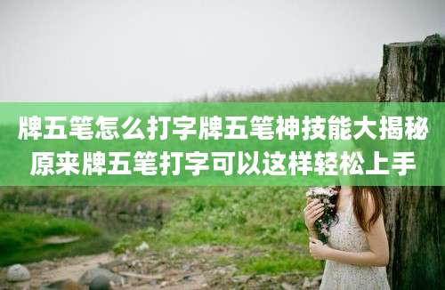 牌五笔怎么打字牌五笔神技能大揭秘原来牌五笔打字可以这样轻松上手
