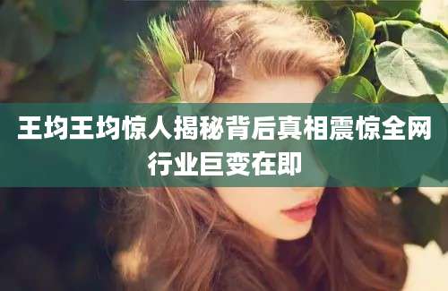 王均王均惊人揭秘背后真相震惊全网行业巨变在即