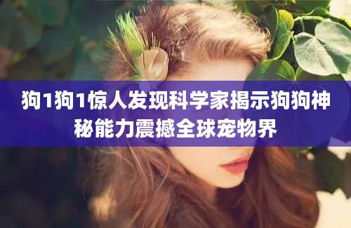狗1狗1惊人发现科学家揭示狗狗神秘能力震撼全球宠物界