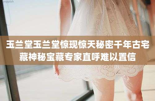 玉兰堂玉兰堂惊现惊天秘密千年古宅藏神秘宝藏专家直呼难以置信