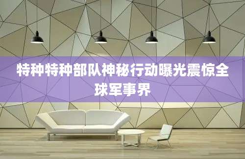 特种特种部队神秘行动曝光震惊全球军事界