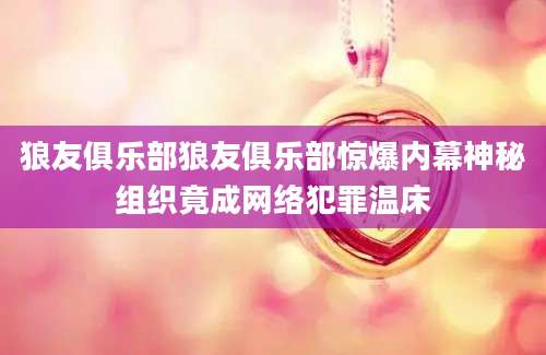 狼友俱乐部狼友俱乐部惊爆内幕神秘组织竟成网络犯罪温床