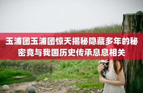 玉浦团玉浦团惊天揭秘隐藏多年的秘密竟与我国历史传承息息相关