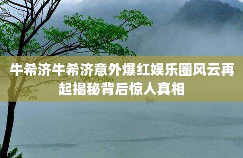 牛希济牛希济意外爆红娱乐圈风云再起揭秘背后惊人真相