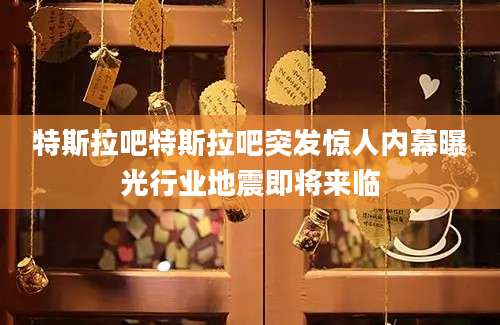 特斯拉吧特斯拉吧突发惊人内幕曝光行业地震即将来临
