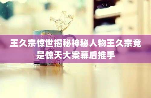 王久宗惊世揭秘神秘人物王久宗竟是惊天大案幕后推手