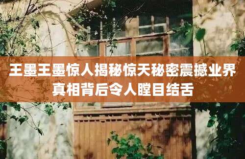 王墨王墨惊人揭秘惊天秘密震撼业界真相背后令人瞠目结舌
