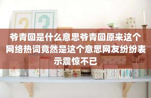 爷青回是什么意思爷青回原来这个网络热词竟然是这个意思网友纷纷表示震惊不已