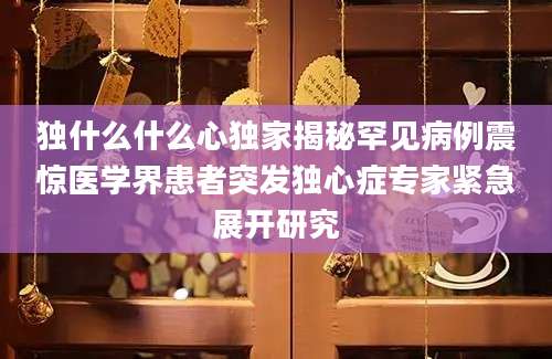 独什么什么心独家揭秘罕见病例震惊医学界患者突发独心症专家紧急展开研究
