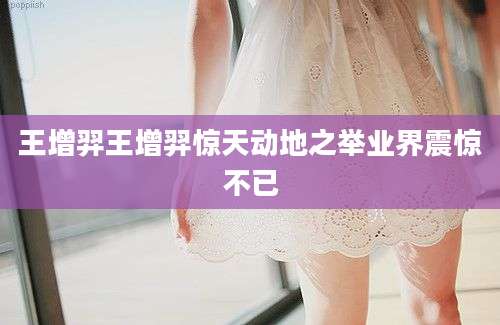 王增羿王增羿惊天动地之举业界震惊不已