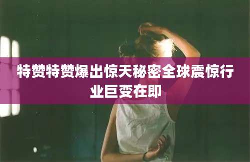 特赞特赞爆出惊天秘密全球震惊行业巨变在即