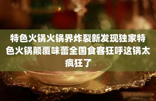 特色火锅火锅界炸裂新发现独家特色火锅颠覆味蕾全国食客狂呼这锅太疯狂了