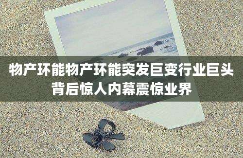 物产环能物产环能突发巨变行业巨头背后惊人内幕震惊业界