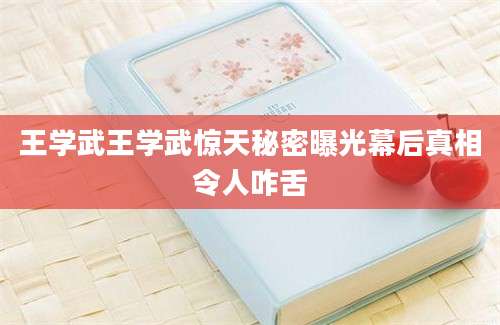 王学武王学武惊天秘密曝光幕后真相令人咋舌