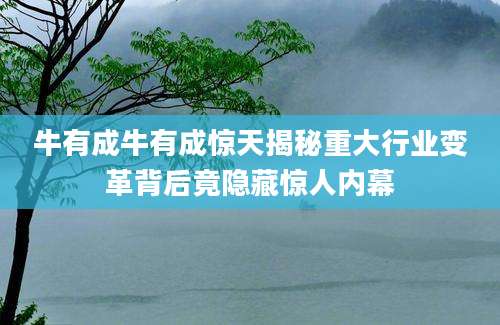 牛有成牛有成惊天揭秘重大行业变革背后竟隐藏惊人内幕