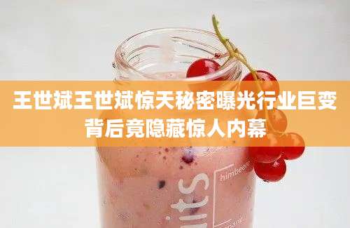 王世斌王世斌惊天秘密曝光行业巨变背后竟隐藏惊人内幕
