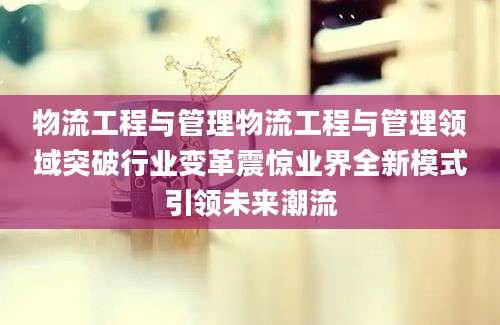 物流工程与管理物流工程与管理领域突破行业变革震惊业界全新模式引领未来潮流