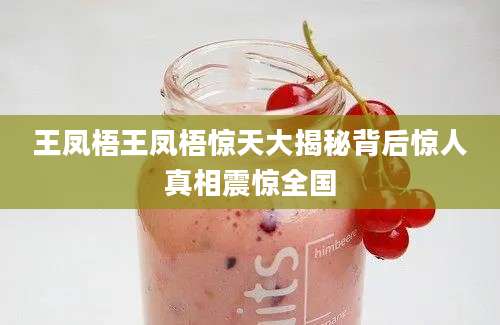 王凤梧王凤梧惊天大揭秘背后惊人真相震惊全国