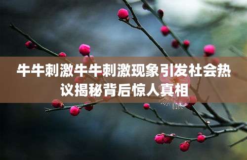 牛牛刺激牛牛刺激现象引发社会热议揭秘背后惊人真相