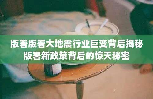 版署版署大地震行业巨变背后揭秘版署新政策背后的惊天秘密