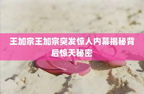 王加宗王加宗突发惊人内幕揭秘背后惊天秘密