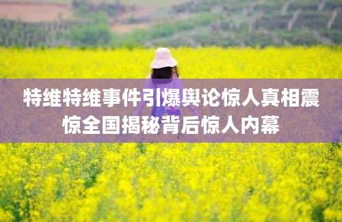 特维特维事件引爆舆论惊人真相震惊全国揭秘背后惊人内幕