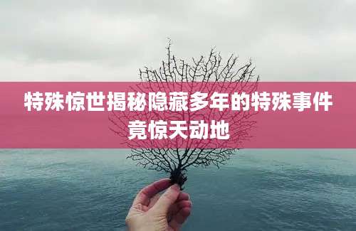 特殊惊世揭秘隐藏多年的特殊事件竟惊天动地