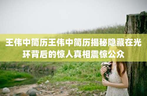 王伟中简历王伟中简历揭秘隐藏在光环背后的惊人真相震惊公众