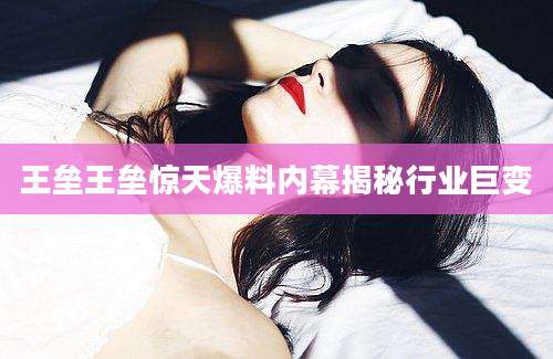 王垒王垒惊天爆料内幕揭秘行业巨变