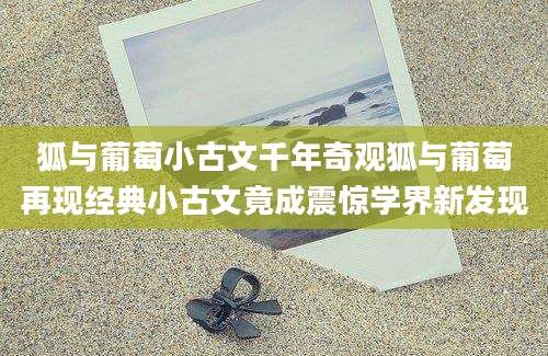狐与葡萄小古文千年奇观狐与葡萄再现经典小古文竟成震惊学界新发现