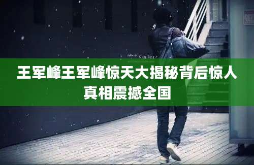 王军峰王军峰惊天大揭秘背后惊人真相震撼全国